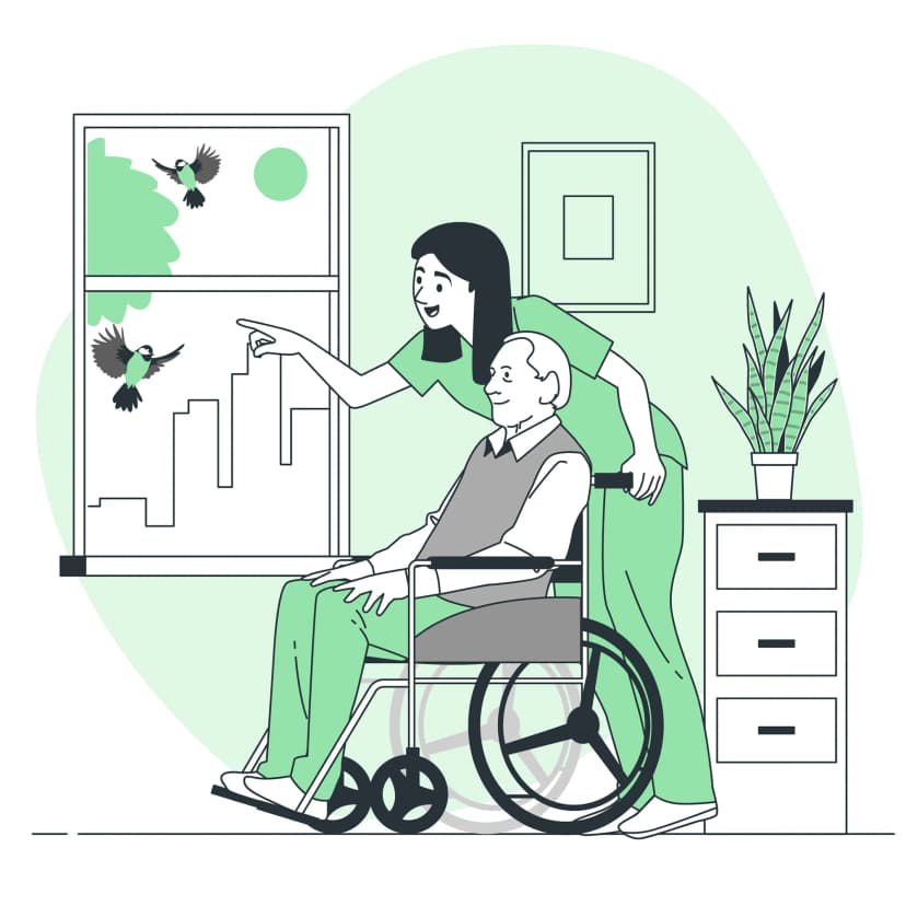 Caregiver assisting senior